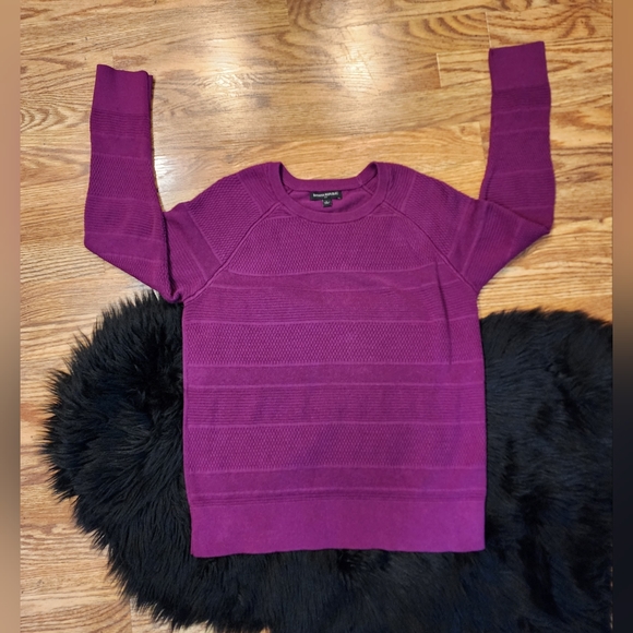Banana Republic Mixed Textures Plum Purple Knit Pullover Sweater Size L - Picture 9 of 11